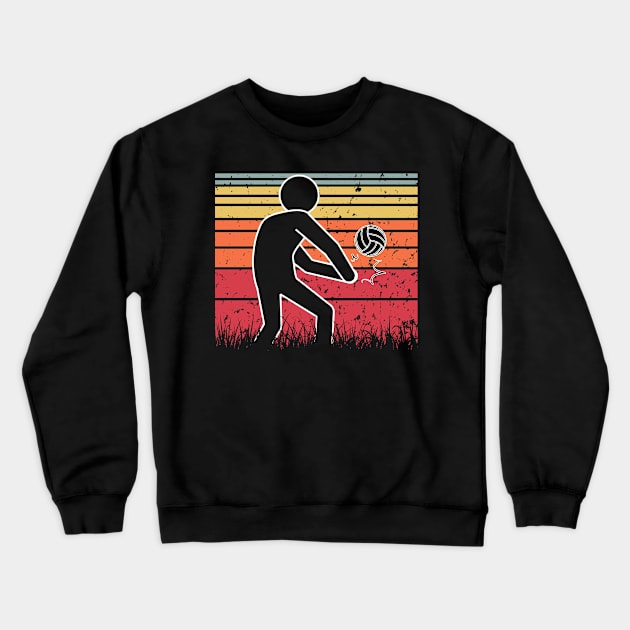 Travel back in time with beach volleyball - Retro Sunsets shirt featuring a player! Crewneck Sweatshirt by Gomqes